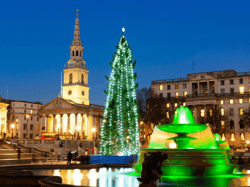 Trafalgar Square christmas tree in London